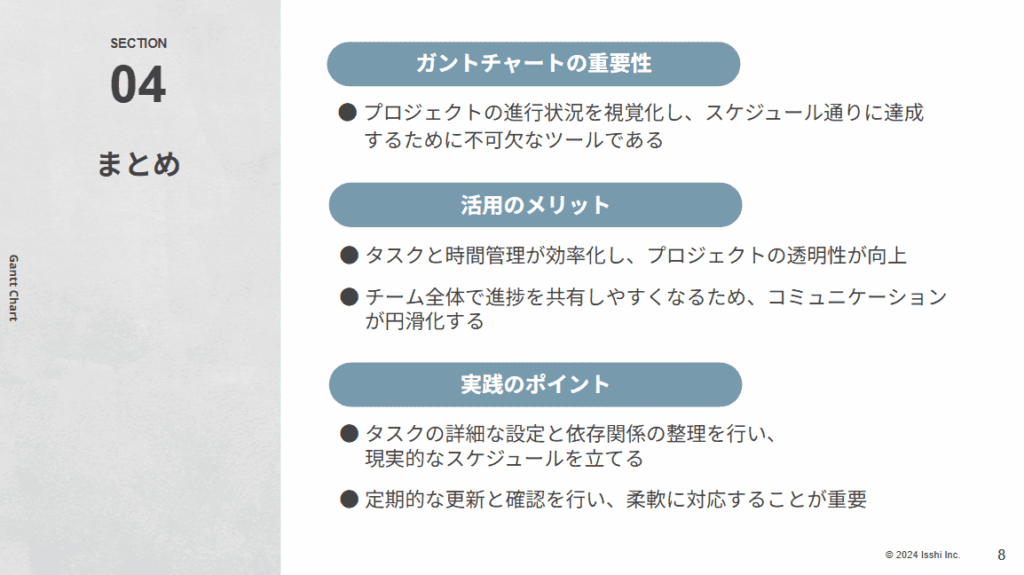 ガントチャートのまとめ